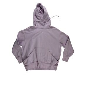 Nike Womens Center Mini Swoosh Oversized Hoodie Lavender Purple Fleece Medium